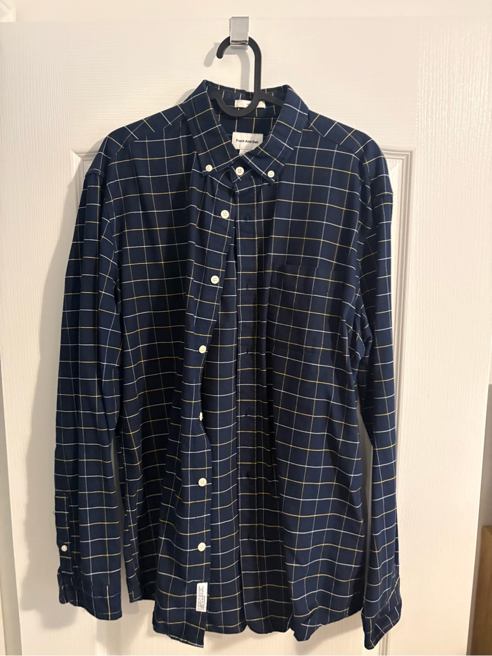 Frank & Oak Navy Grid Button-Down Shirt